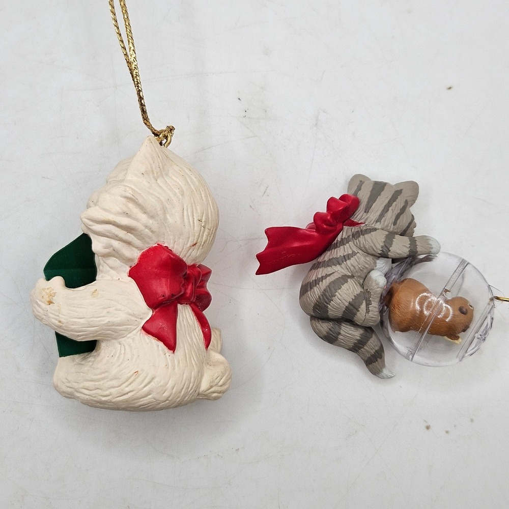 Vintage Cat‎ Christmas Ornament Lot Special Friend Kitten Hamster - Picture 5 of 7